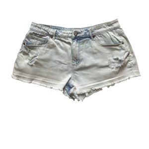 Aeropostale High Waist Shorty Light Distressed Raw Hem 10